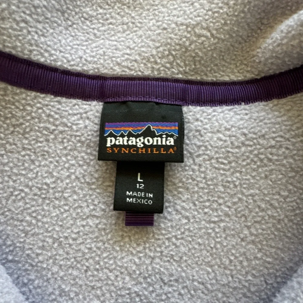 Patagonia Synchilla Snap-T Pullover Girls L 12 Purple‎ Jacket Fleece 65545